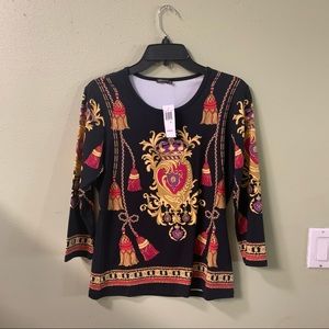 J.Mclaughlin | Black and gold rope nylon top